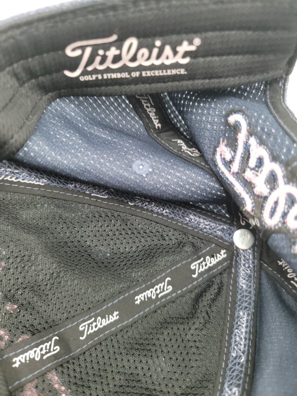 Titleist Golf Hat Adult Adjustable Navy Pink Script Performance Cap Strapback - Picture 7 of 7